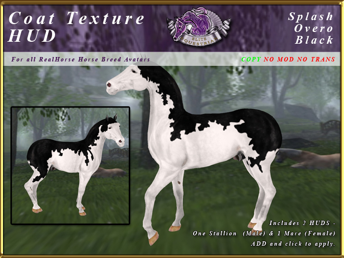 *E* RealHorse Coat Texture HUD [BOXED]  Splash Black