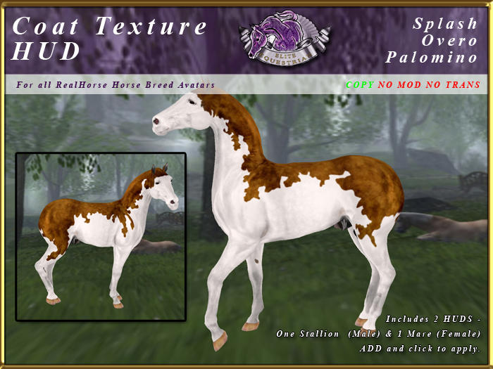 *E* RealHorse Coat Texture HUD [BOXED]  Splash Palomino