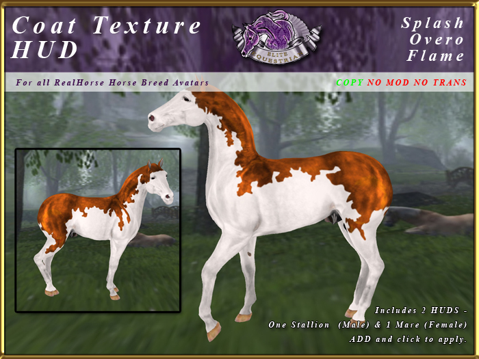 *E* RealHorse Coat Texture HUD [BOXED]  Splash Flame