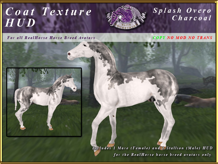 *E* RealHorse Coat Texture HUD [BOXED]  Splash Charcoal