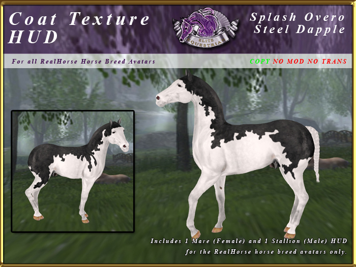 *E* RealHorse Coat Texture HUD [BOXED]  Splash Steel Dapple