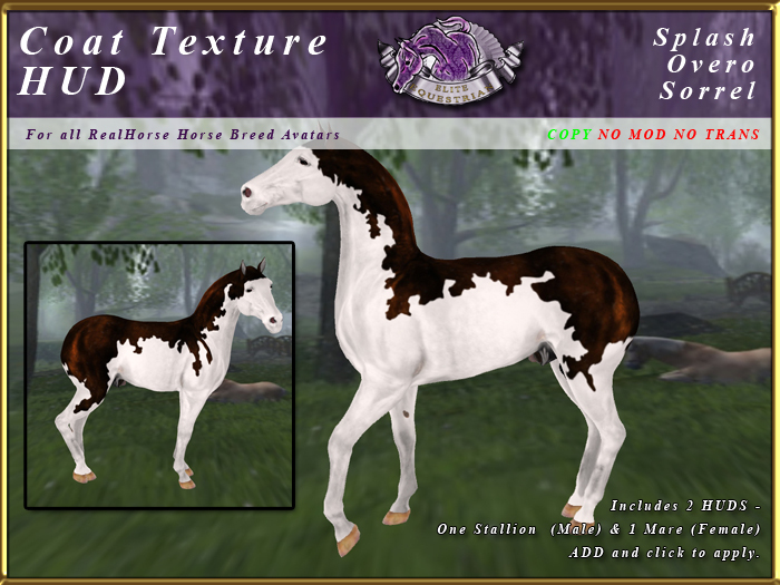 *E* RealHorse Coat Texture HUD [BOXED]  Splash Sorrel