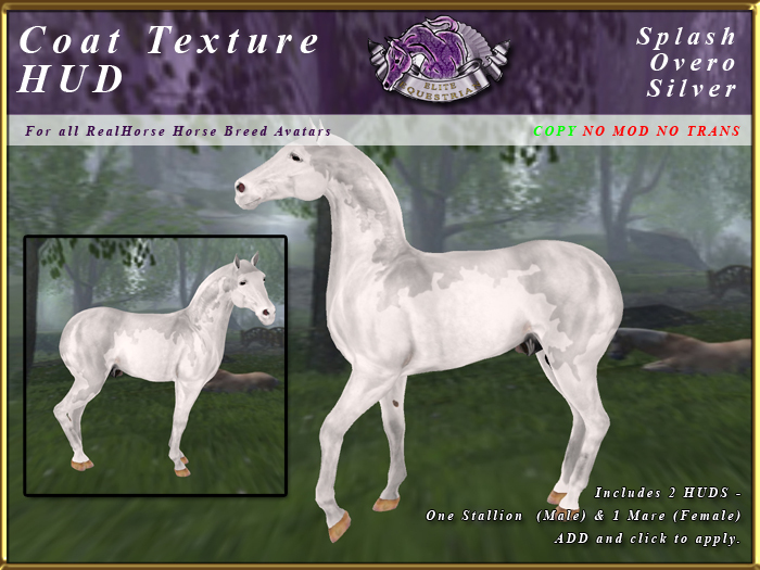 *E* RealHorse Coat Texture HUD [BOXED]  Splash Silver