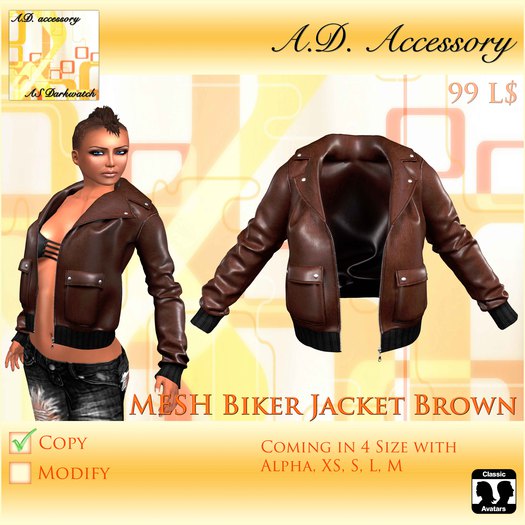 MESH Biker Girl Jacket Brown