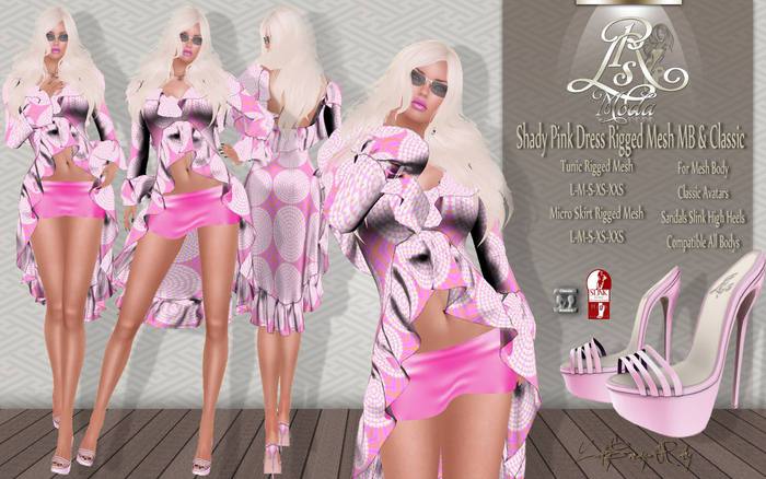 LSR - Shady Pink Dress Rigged Mesh MB & Classic