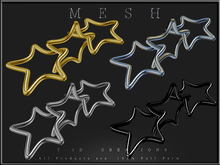 T-3D Creations [ Star Chain 3 Rings - Gold / Silver / Black / Light Silver - ] Micro MESH - Full Perm -