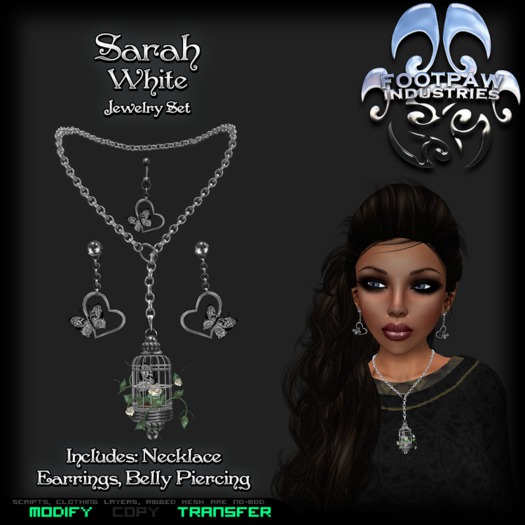 [FPI] Sarah White- Lovely Butterfly Garden Necklace, Earrings & Belly Piercing Jewelry Set