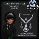 [FPI] Celtic Promise V2 Amethyst- Lovely Jeweled Celtic Knot Necklace, Earrings & Belly Piercing Jewelry Set