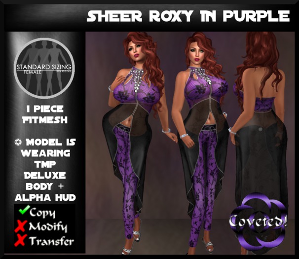 Sheer Roxy in Purple - in Fitmesh /5 sizes