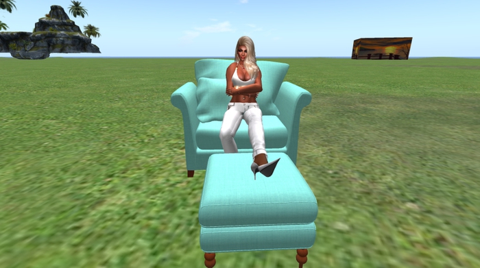 TURQUOISE CHAIR & POUFEE
