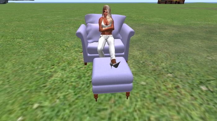 BLUE  CHAIR & POUFEE