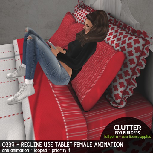 Clutter - 0339 - Recline Using Tablet Female Animation
