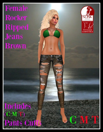 (LL) Female Rocker Ripped Jeans Brown (Slink) Boxed