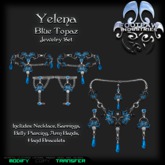 [FPI] Yelena Blue Topaz- Jewelry Set includes: Necklace, Earrings, Belly Piercing, Arm Bands & Hand Bracelets with ring
