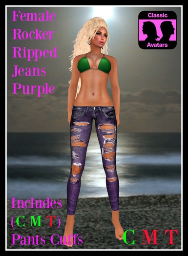 (LL) Female Rocker Ripped Jeans Purple (Classic) Boxed