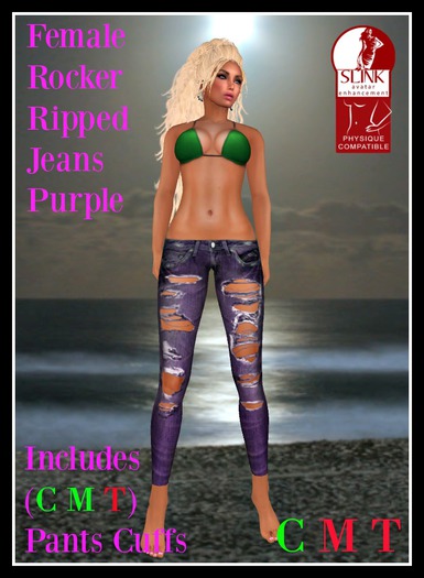 (LL) Female Rocker Ripped Jeans Purple (Slink) Boxed