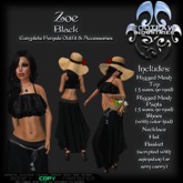 [FPI] Zoe Black - Flowing Pants Outfit with Strapy Shoes, Hat, Basket & Necklace
