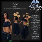 [FPI] Zoe Blue - Flowing Pants Outfit with Strapy Shoes, Hat, Basket & Necklace
