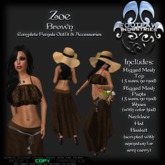 [FPI] Zoe Brown - Flowing Pants Outfit with Strapy Shoes, Hat, Basket & Necklace