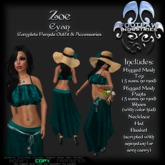[FPI] Zoe Cyan - Flowing Pants Outfit with Strapy Shoes, Hat, Basket & Necklace