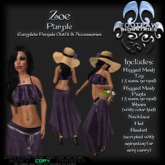 [FPI] Zoe Purple - Flowing Pants Outfit with Strapy Shoes, Hat, Basket & Necklace