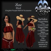[FPI] Zoe Red - Flowing Pants Outfit with Strapy Shoes, Hat, Basket & Necklace