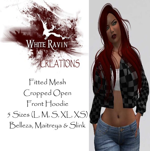 White Ravin Creations - Blk Racer Open Front Hoodie Top