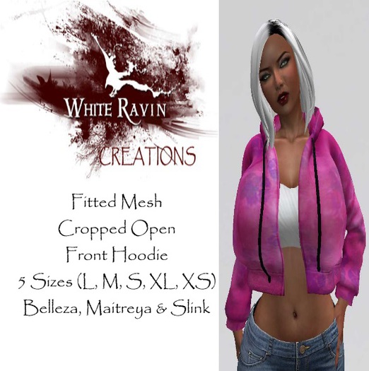 White Ravin Creations - Pink Flower Open Front Hoodie Top