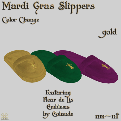 [bbz] Mardi Gras slippers color change - gold