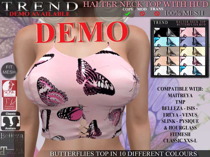 TREND - HALTER NECK TOP "BUTTERFLIES DEMO"