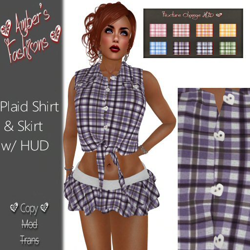 DEMO A's Fashions Plaid Tie Shirt & Ruffle Skirt w/HUD