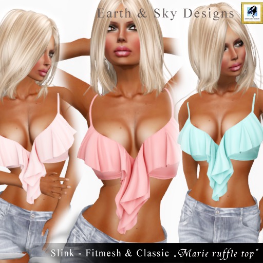 Marie ruffle top DEMO (mesh) - Earth & Sky