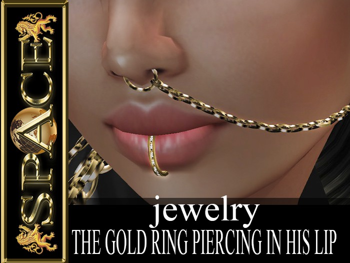 THE GOLD RING PIERCING IN HIS LIP
