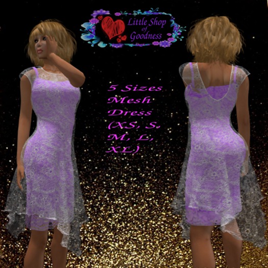 Purple Lace Dress with shoulder straps and lace overdress DEMO