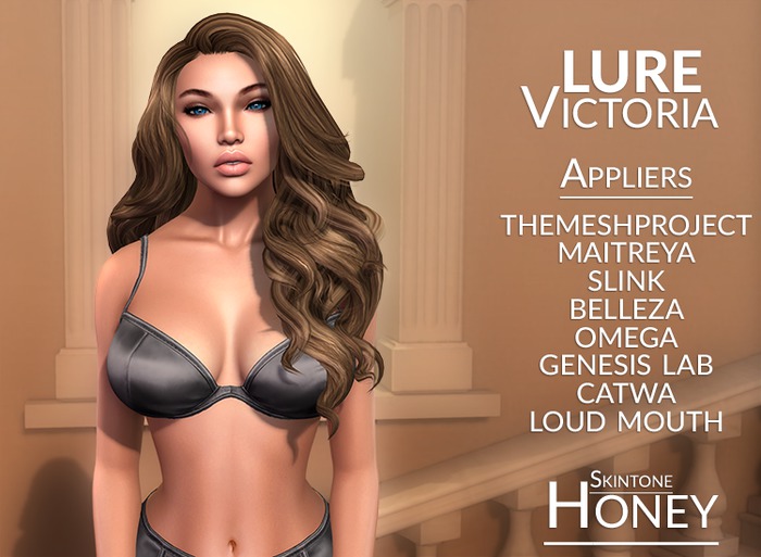 LURE: Victoria - Honey -  Female Skin with Slink, Maitreya, Belleza, Omega, TMP, Catwa