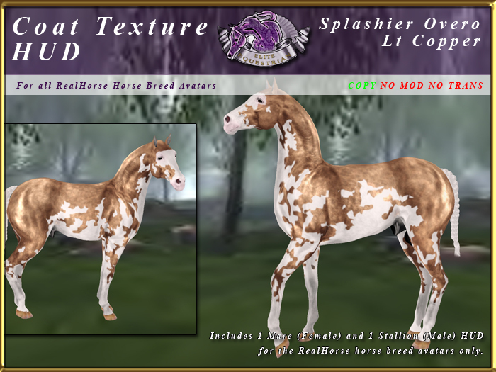 *E* RealHorse Coat Texture HUD [BOXED]  Splashier Lt Copper