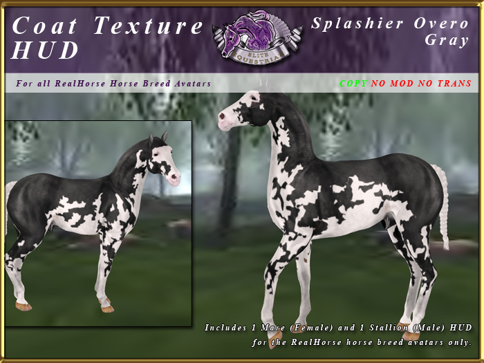 *E* RealHorse Coat Texture HUD [BOXED] Splashier Gray