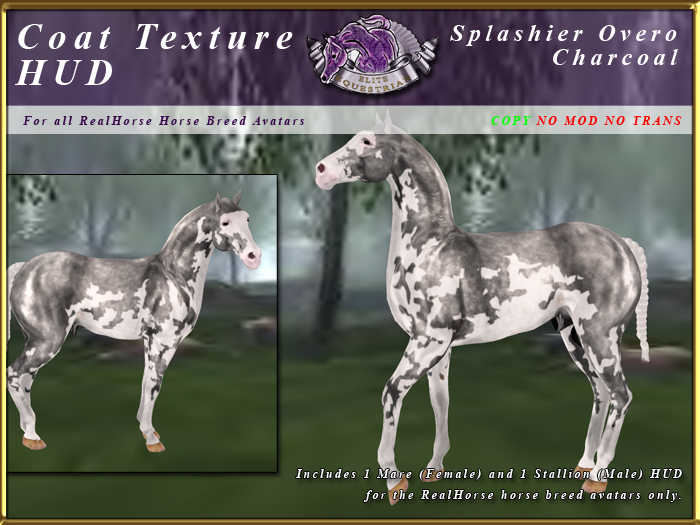 *E* RealHorse Coat Texture HUD [BOXED] Splashier Charcoal