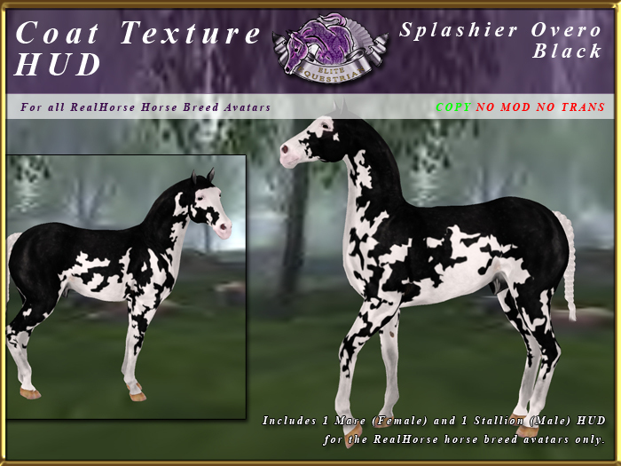 *E* RealHorse Coat Texture HUD [BOXED]  Splashier Black