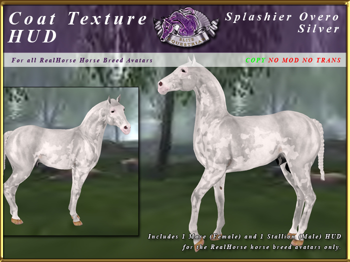 *E* RealHorse Coat Texture HUD [BOXED]  Splashier Silver