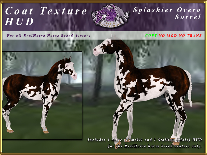 *E* RealHorse Coat Texture HUD [BOXED] Splashier Sorrel