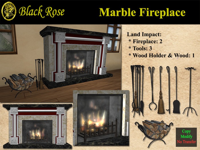 Black Rose Marble Fireplace