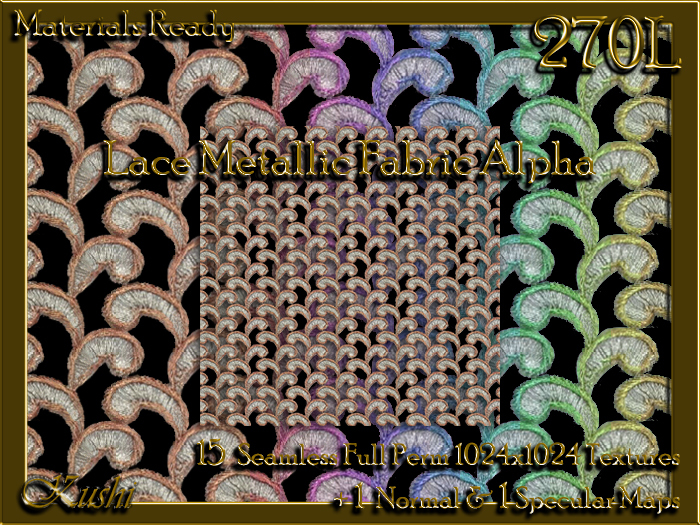 Lace Metallic ALPHA fabric seamless texture gilt metallic