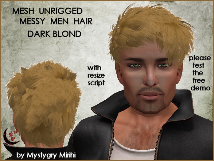 Messy mesh unrigged men short dark blond modify with resize script