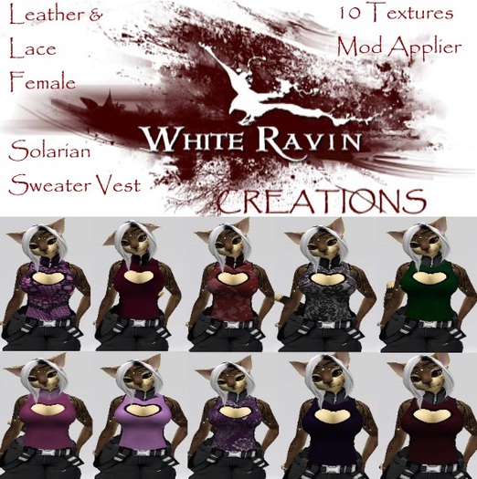 White Ravin Creations -  Leather & Lace Sweater Vest App[boxed]