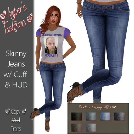 <3 A's Fashions <3 Skinny Jeans with Cuff and HUD (MAITREYA, SLINK PHYSICS, SLINK HOURGLASS, BELLEZA.