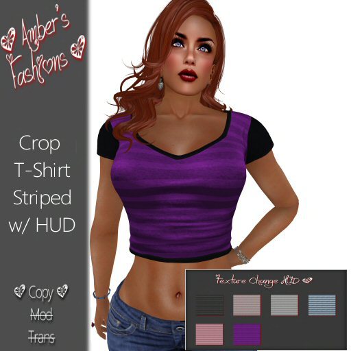 DEMO A's Fashions Striped Cop TShirt w/Texture Change HUD FITS MAITREYA, SLINK, SLINK HOURGLASS, BELLEZA