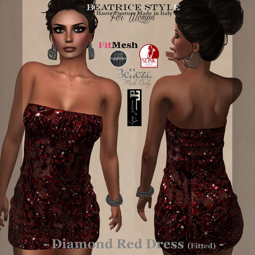 "BeatriceStyle" - Diamond Red Dress Fitted