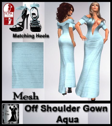 Off Shoulder Gown Aqua