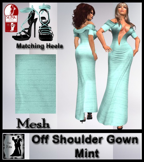 Off Shoulder Gown Mint